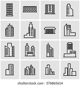 Vector line building icon set.