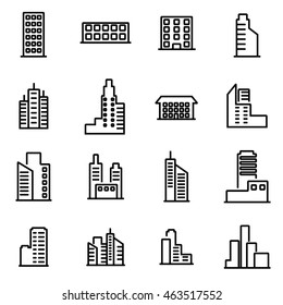 Vector Line Building Icon Set On Stock Vector (Royalty Free) 463517552 ...