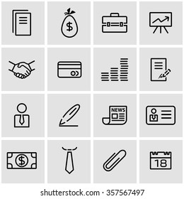 Vector line business icon set. Business outline symbol collection