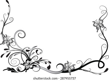 Vector Line Butterfly Border Stock Vector (Royalty Free) 287955737