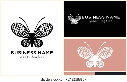 vector line butterfly logo template