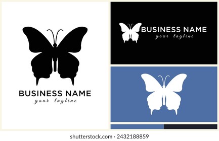 plantilla de logotipo de mariposa de línea vectorial