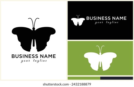 plantilla de logotipo de mariposa de línea vectorial