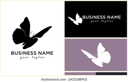 plantilla de logotipo de mariposa de línea vectorial