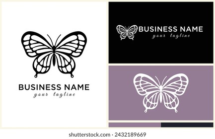 plantilla de logotipo de mariposa de línea vectorial