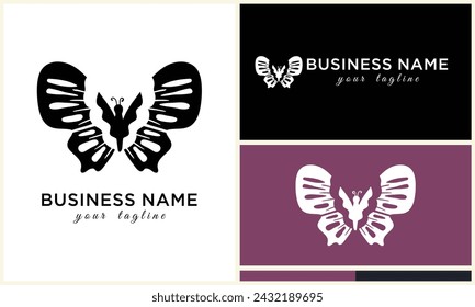 plantilla de logotipo de mariposa de línea vectorial