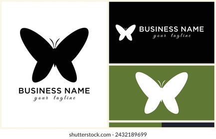 plantilla de logotipo de mariposa de línea vectorial
