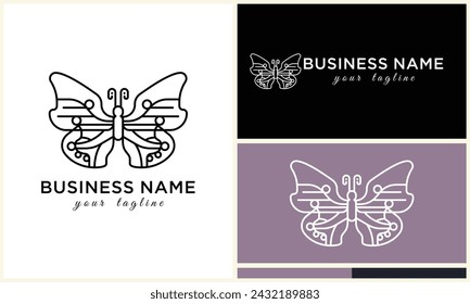 vector line butterfly logo template