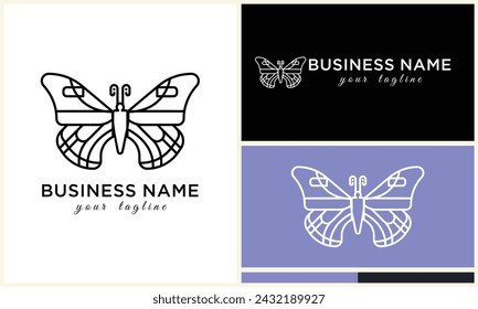 vector line butterfly logo template