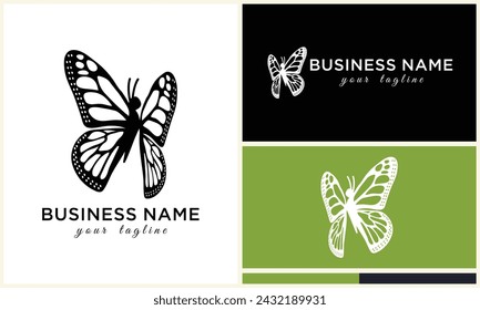 plantilla de logotipo de mariposa de línea vectorial