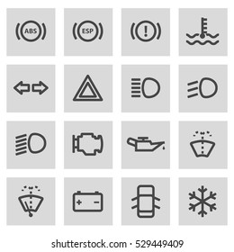 Vector Line Car Dashboard Icons Set Stock Vector (Royalty Free ...