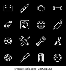 Vector line car parts icon set