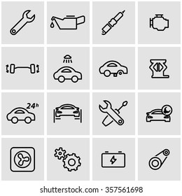Vector line car service icon set