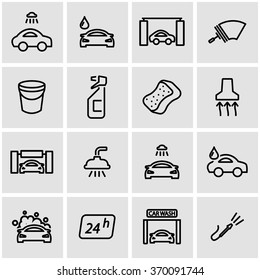 Vector Line Car Wash Icon Set.