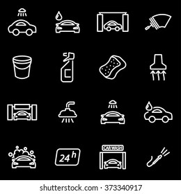 Vector line car wash icon set