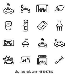 Vector Line Car Wash Icon Set