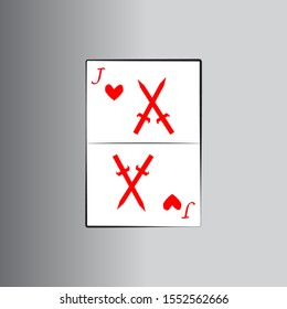 vector line card hearts red art