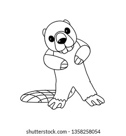 vector line cartoon animal clip art little beaver