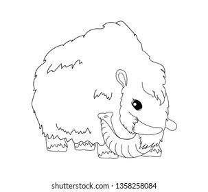 vector line cartoon animal clip art woolly mammoth