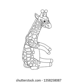 vector line cartoon animal clip art sitting cute giraffe