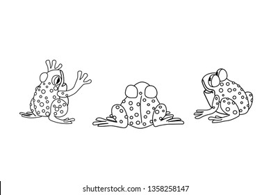 vector line cartoon animal clip art frogs or toads