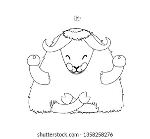 Vector Line Cartoon Animal Clip Art Tibetan Yak