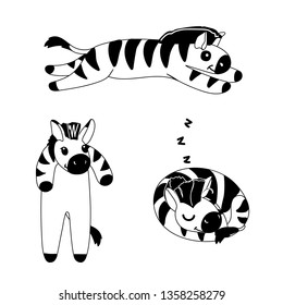 vector line cartoon animal clip art funny zebras