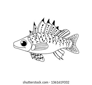 vector line cartoon animal clip art ruff fish