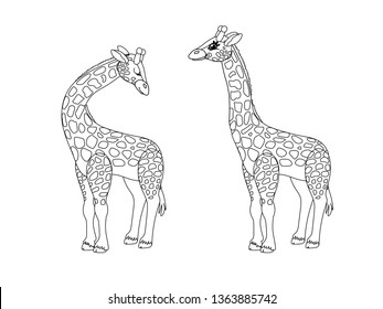 vector line cartoon animal clip art lady giraffe