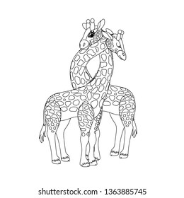 vector line cartoon animal clip art giraffes family