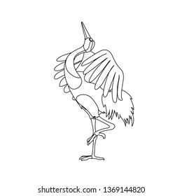 vector line cartoon animal clip art japanese crane bird