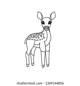 vector line cartoon animal clip art fawn Red deer