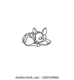 vector line cartoon animal clip art fawn Red deer