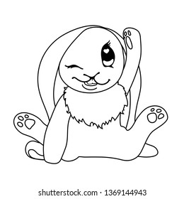vector line cartoon animal clip art bunny, hare, rabbit,