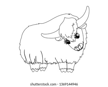 Vector Line Cartoon Animal Clip Art Lovely Yak