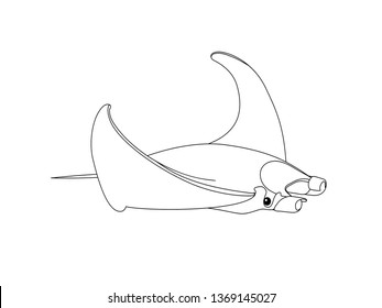 vector line cartoon animal clip art exotic manta ray