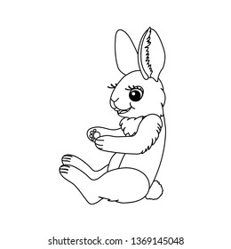 vector line cartoon animal clip art bunny, hare, rabbit