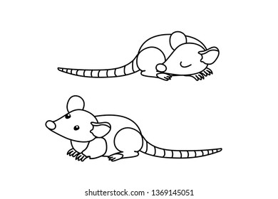 vector line cartoon animal clip art cute rats