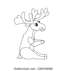 vector line cartoon animal clip art cute moose