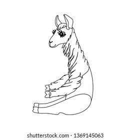 vector line cartoon animal clip art lady llama