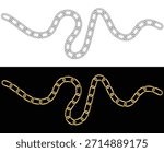 Vector Line Chain Symbols. Chain outline Vectors. Broken and Linked Chain Icons Set. 