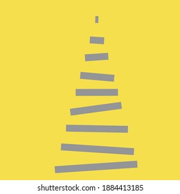 Vektor Linie Weihnachtsbaum gelb und grau, Pinien für Grußkarte, Einladung, Banner, Web. Neujahr und Weihnachten traditionellen Symbolbaum. Winterurlaub. Symbolsammlung
