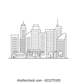 Vector line city architecture house style street estate art cityscape town roof