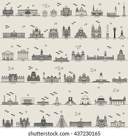 conjunto de ciudades de línea vectorial