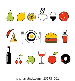 vector line color food icons