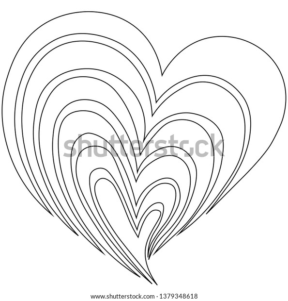 vector line colorless heart symbol  for st\
valentine\'s day card, composed of\
parts