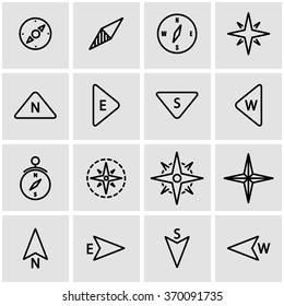 Vector line compass icon set