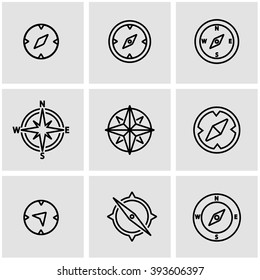 Vector line compass icon set.