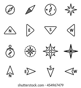 Vector line compass icon set