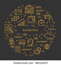 Vector line concept for banking. Modern linear symbol for investment. Open path.